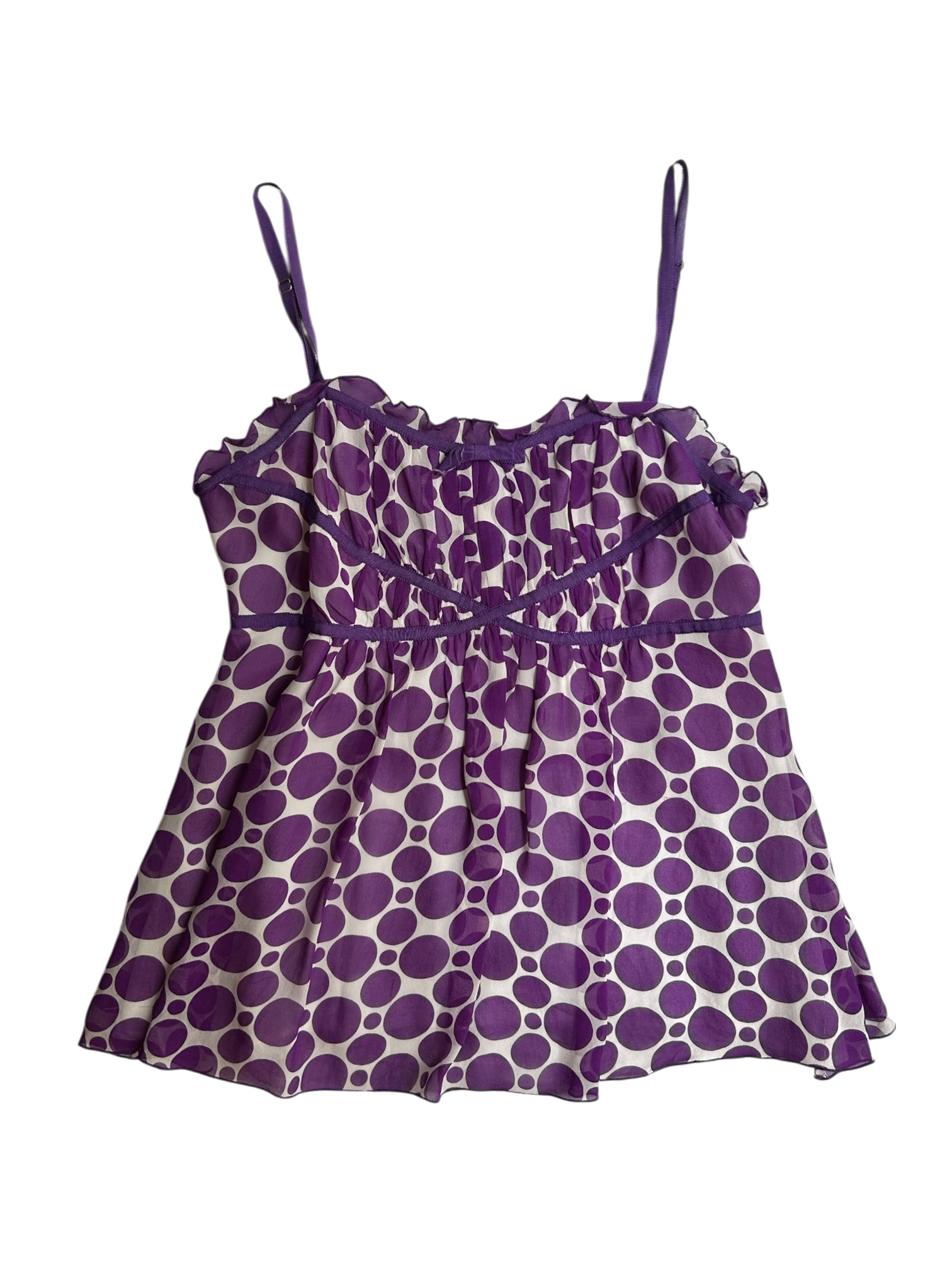 top seda morado con blanco