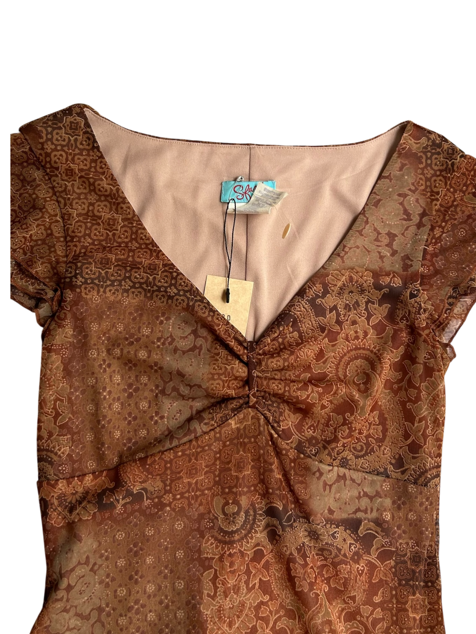 vestido mesh café
