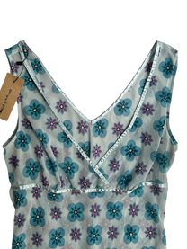 top azul flores