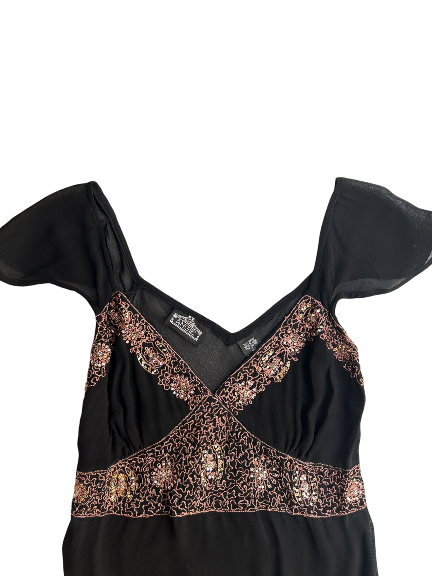 top negro con dorado angie