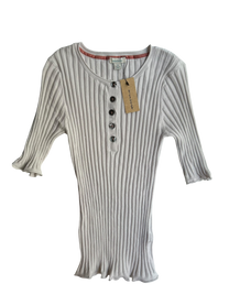 top blanco botones