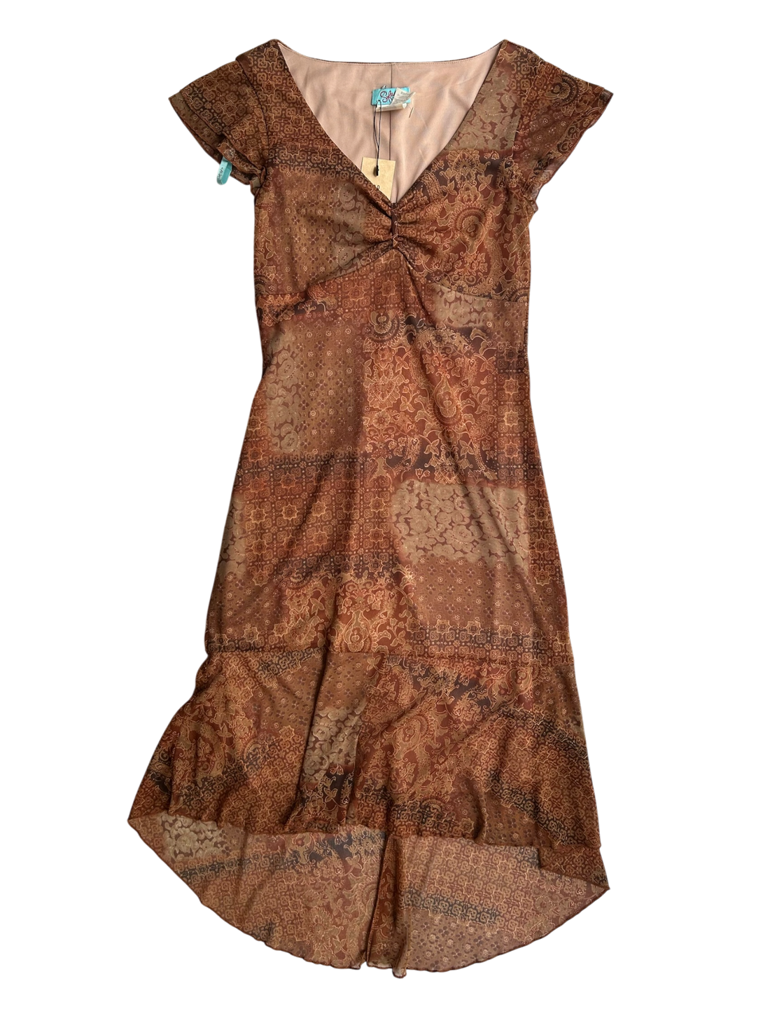 vestido mesh café