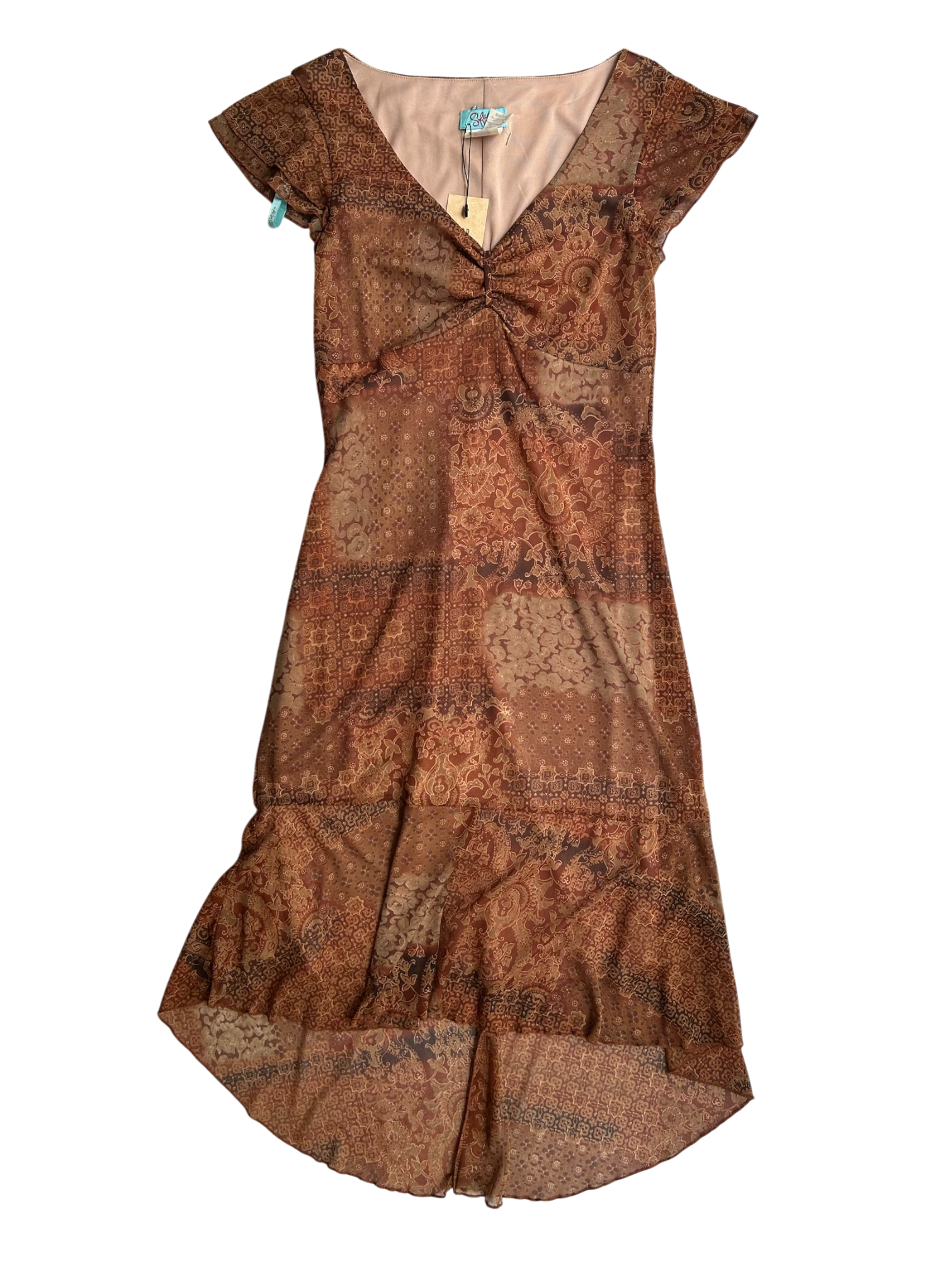vestido mesh café