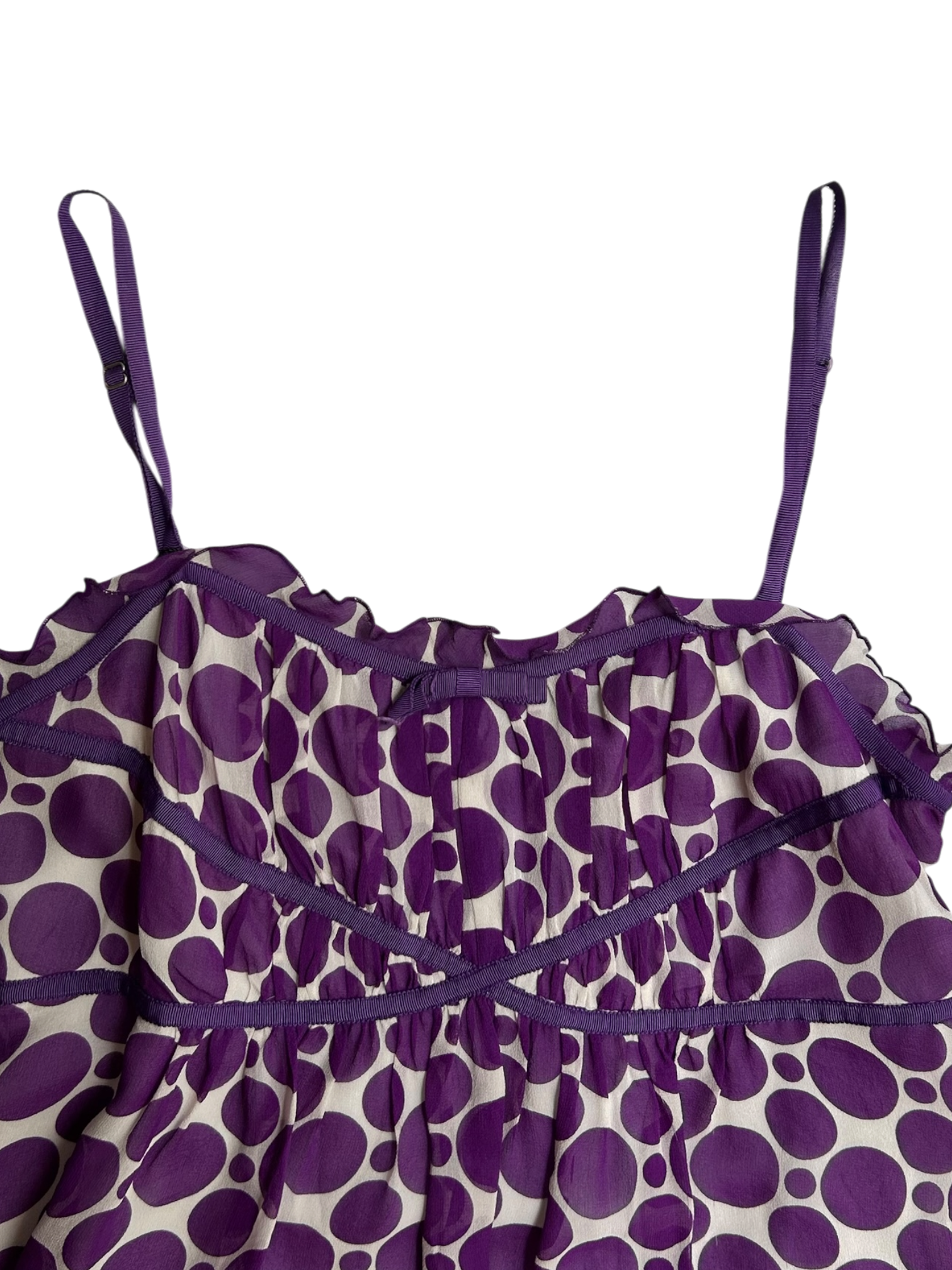 top seda morado con blanco