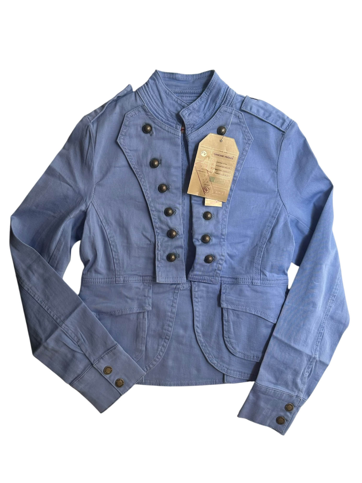 chaqueta azul botones