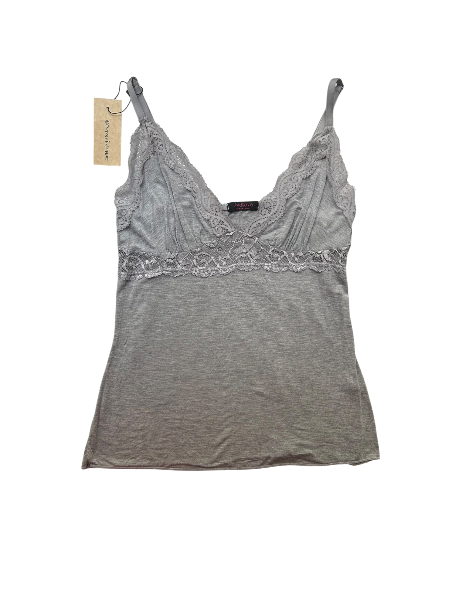 top gris encaje