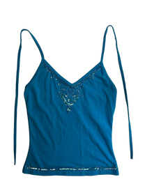 top azul con brillos